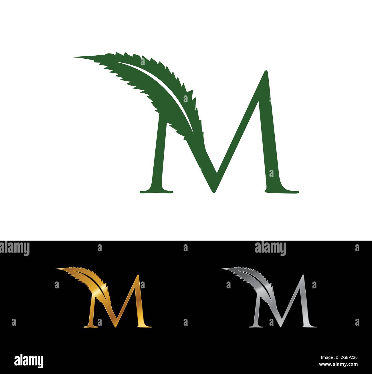 A Vector Illustration of Cannabis Initial Letter Form Stock Vector