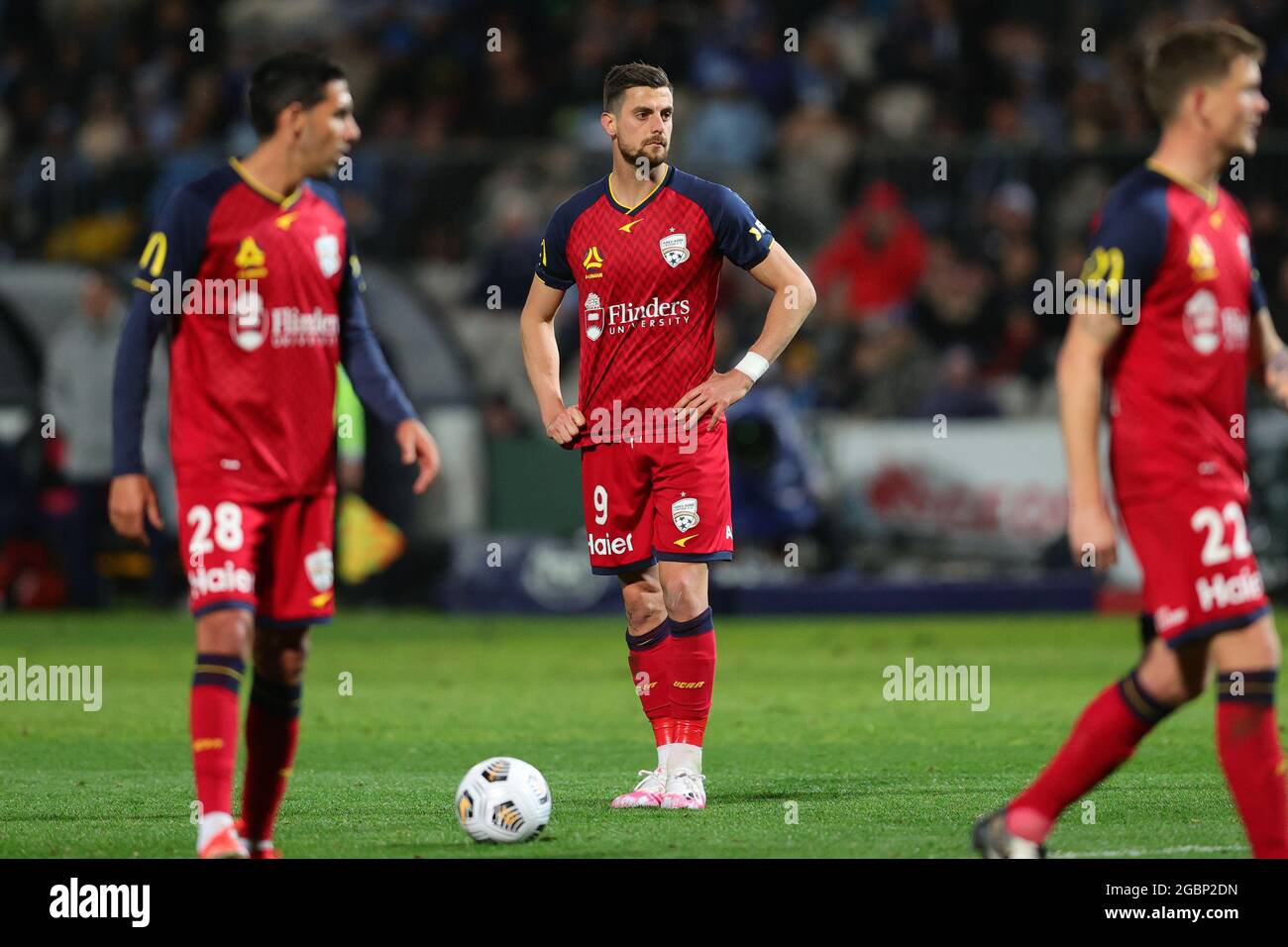 SYDNEY, AUSTRALIA - JUNE 19: Tomi Juric of Adelaide United lines up a free kick during the A-League semi-final soccer match between Sydney FC and Adelaide United on June 19, 2021 at Netstrata Jubilee Stadium in Sydney, Australia. Credit: Pete Dovgan/Speed Media/Alamy Live News Stock Photo