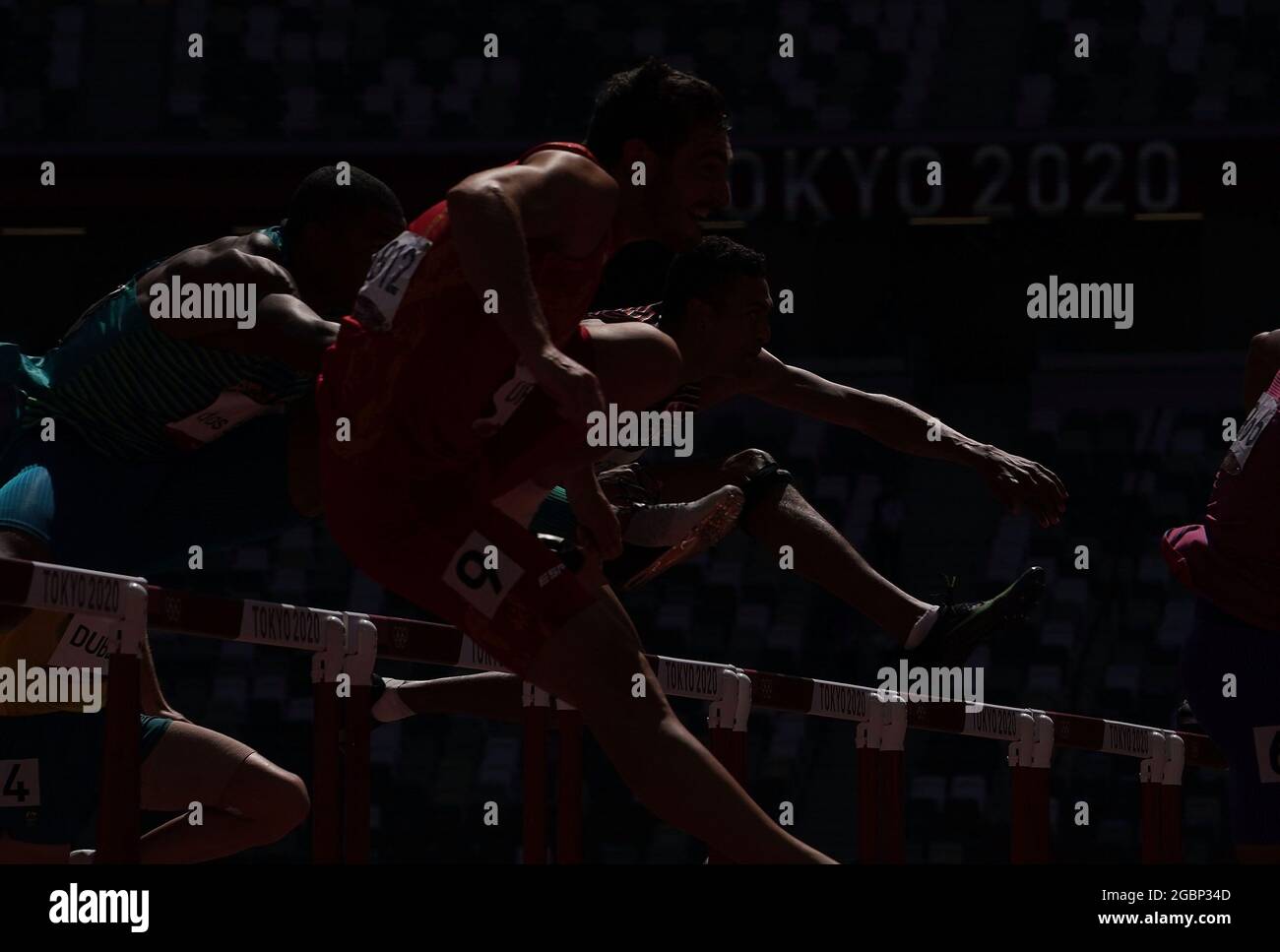Tokyo, Japan. 5th Aug, 2021. Jorge Urena of Spain competes during the Men's Decathlon 110m Hurdles at the Tokyo 2020 Olympic Games in Tokyo, Japan, Aug. 5, 2021. Credit: Lui Siu Wai/Xinhua/Alamy Live News Stock Photo