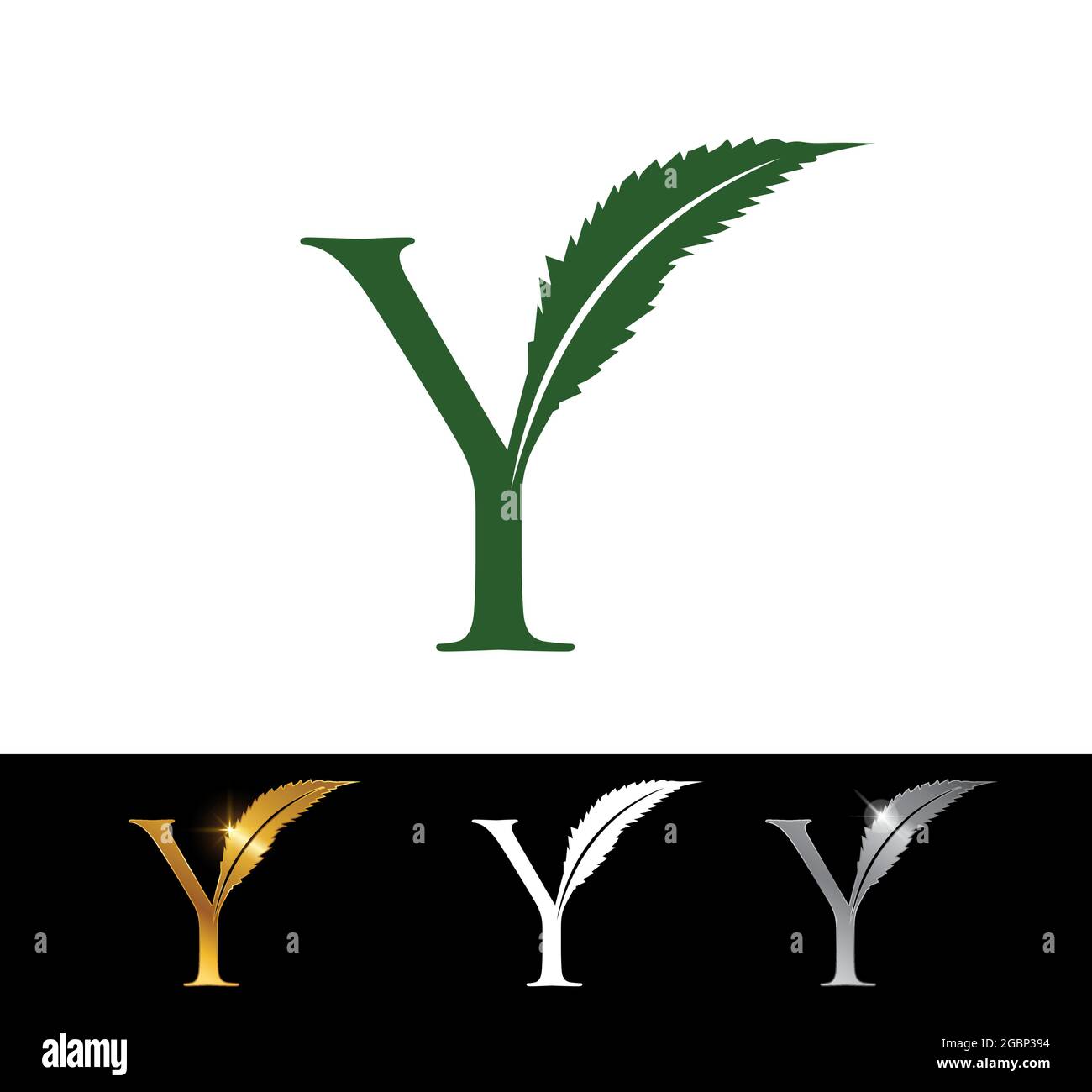 A vector Illustration of cannabis leaf monogram initial letter Y Stock Vector