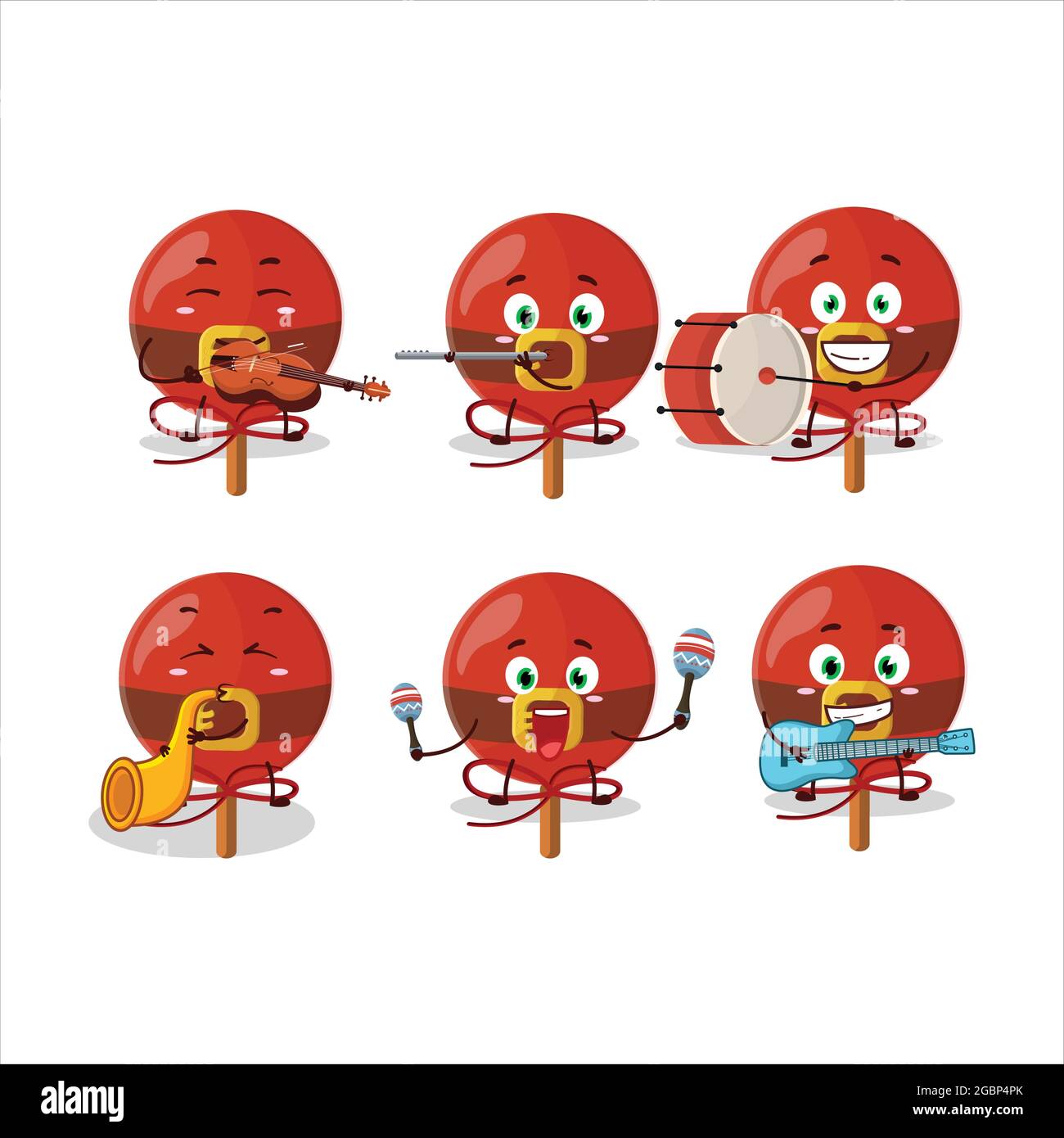 Cartoon character of candy santa playing some musical instruments ...