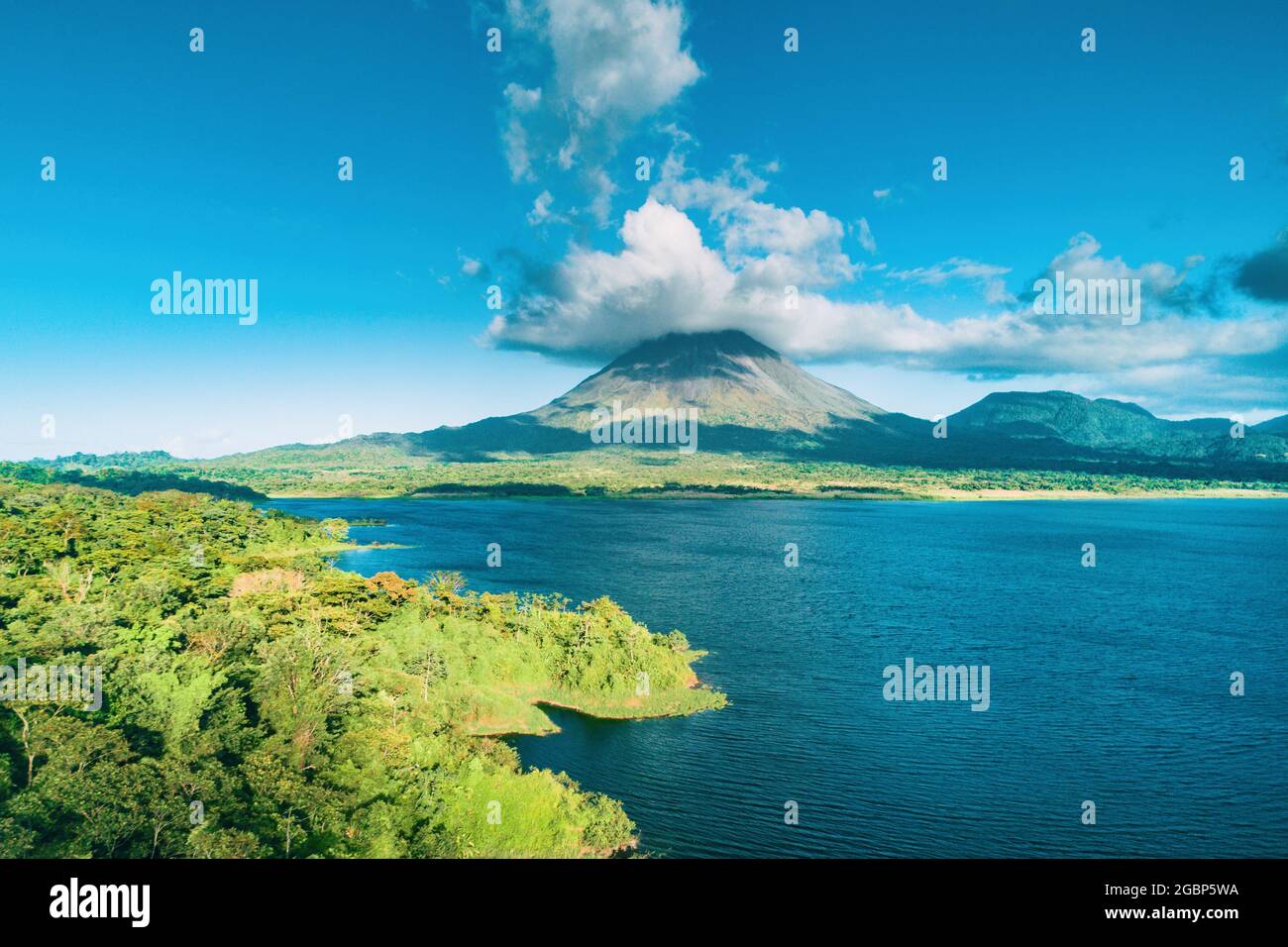 Costa Rica Arenal Volcano National Park aerial view in La Fortuna, Central America tourism destination travel Stock Photo