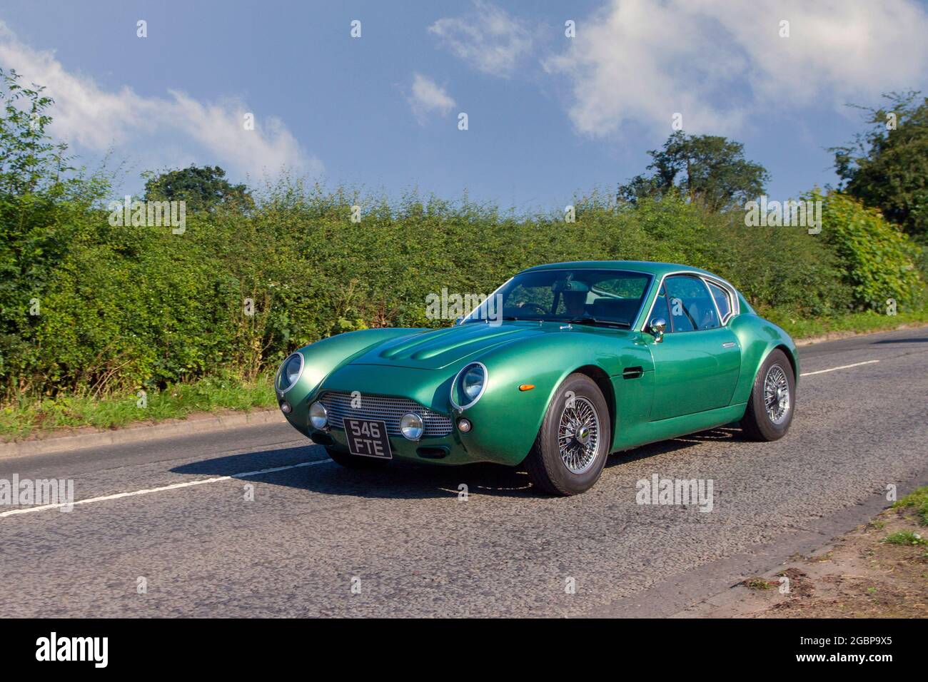 2001 green Tribute Z3GATO Z3 roadster, 5 speed manual 2979cc petrol 2dr coupe en-route to Capesthorne Hall classic July car show, Cheshire, UK Stock Photo