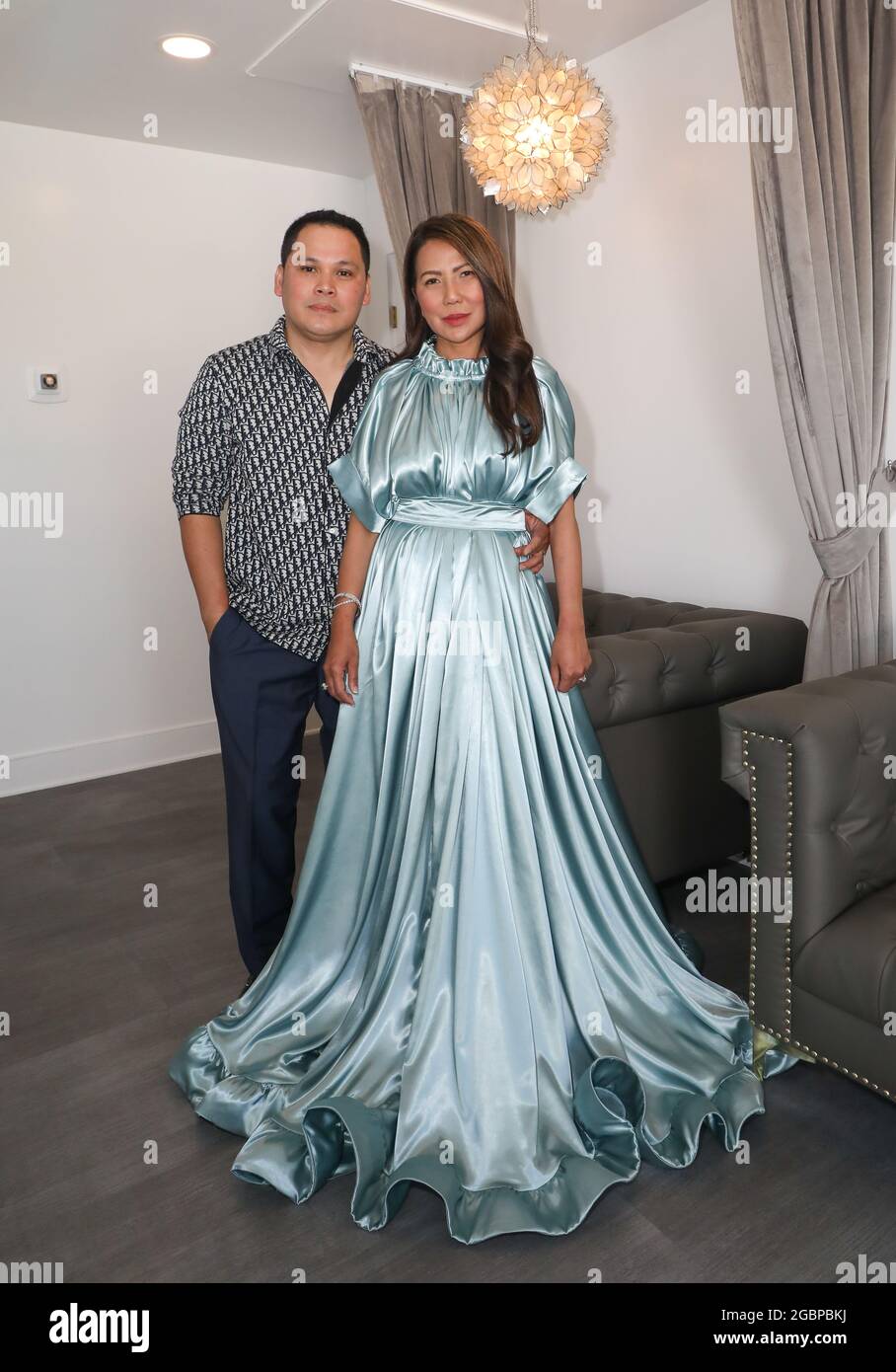 Beverly Hills, California, USA. 31st July, 2021. Richard Maghanoy and wife, owner/skincare