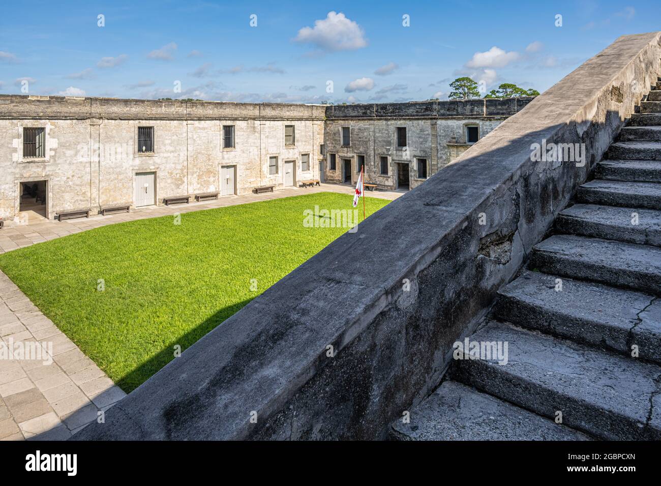 Plaza de Armas courtyard at Castillo de San Marcos, the oldest masonry fort in the continental US, on Matanzas Bay in St. Augustine, Florida. (USA) Stock Photo