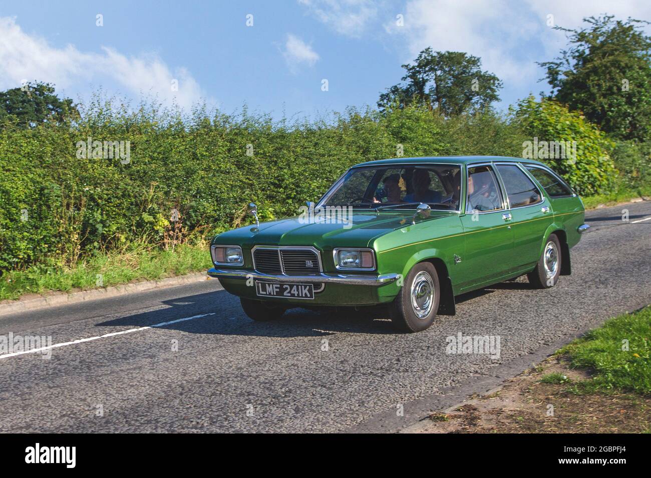 1972 70s seventies green Vauxhall Victor Estate 2279cc petrol en-route to Capesthorne Hall classic July car show, Cheshire, UK Stock Photo