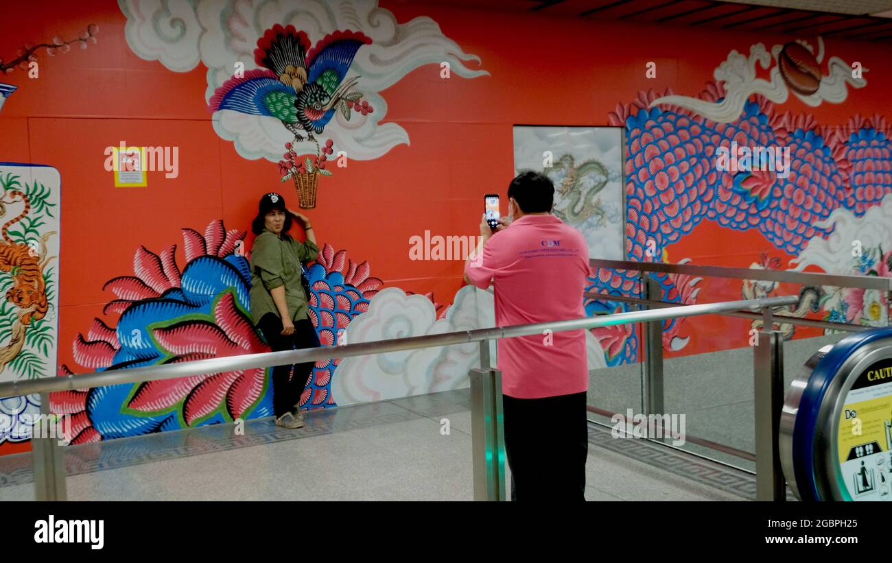 Wat Mangkon MRT Station Bangkok Thailand Stock Photo