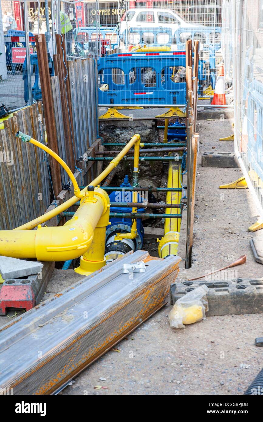 Gas Works. The utilities people where to lay a new gas main in the high