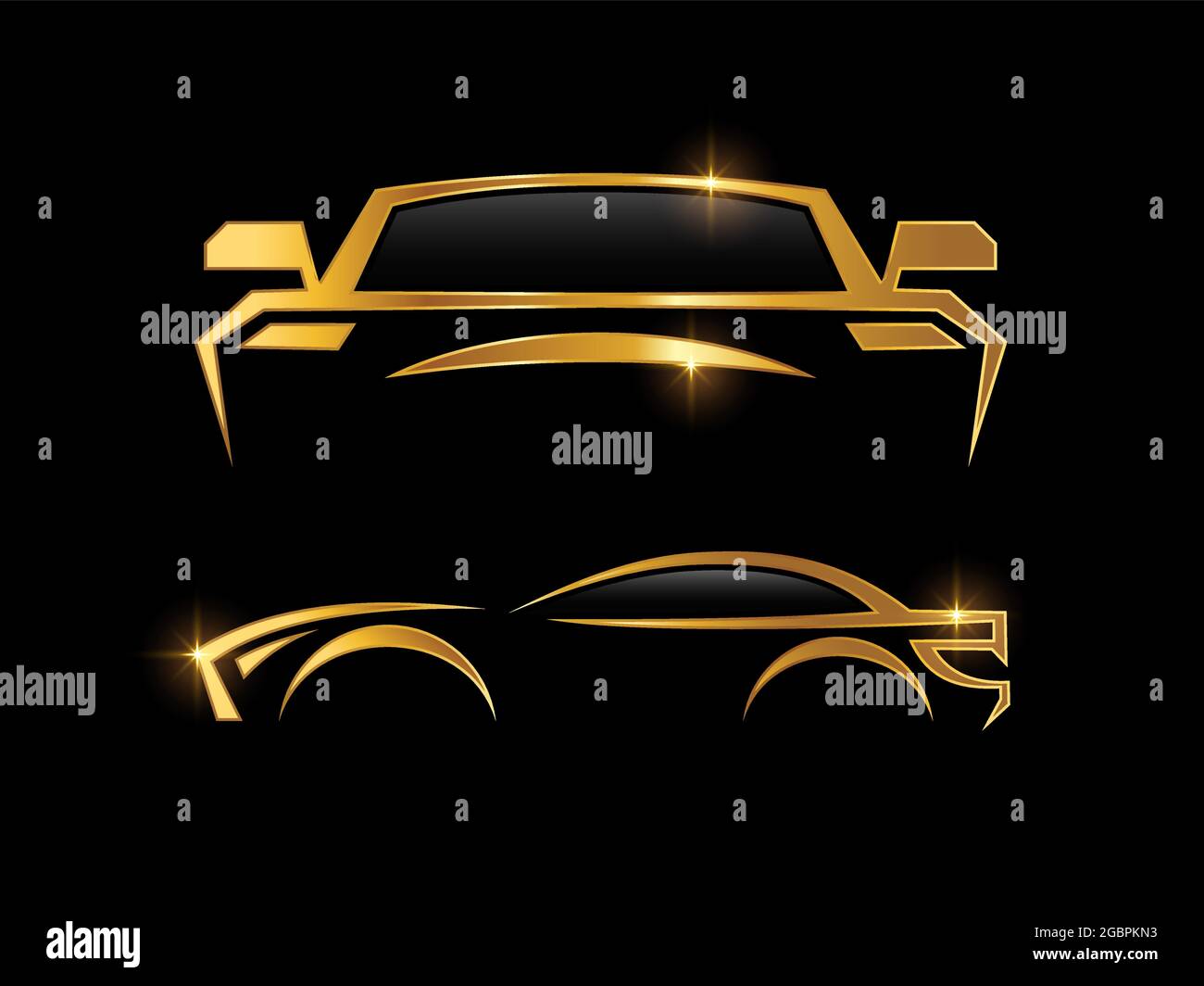 A vector Illustration of Golden and Silver Car Logo Stock Vector Image