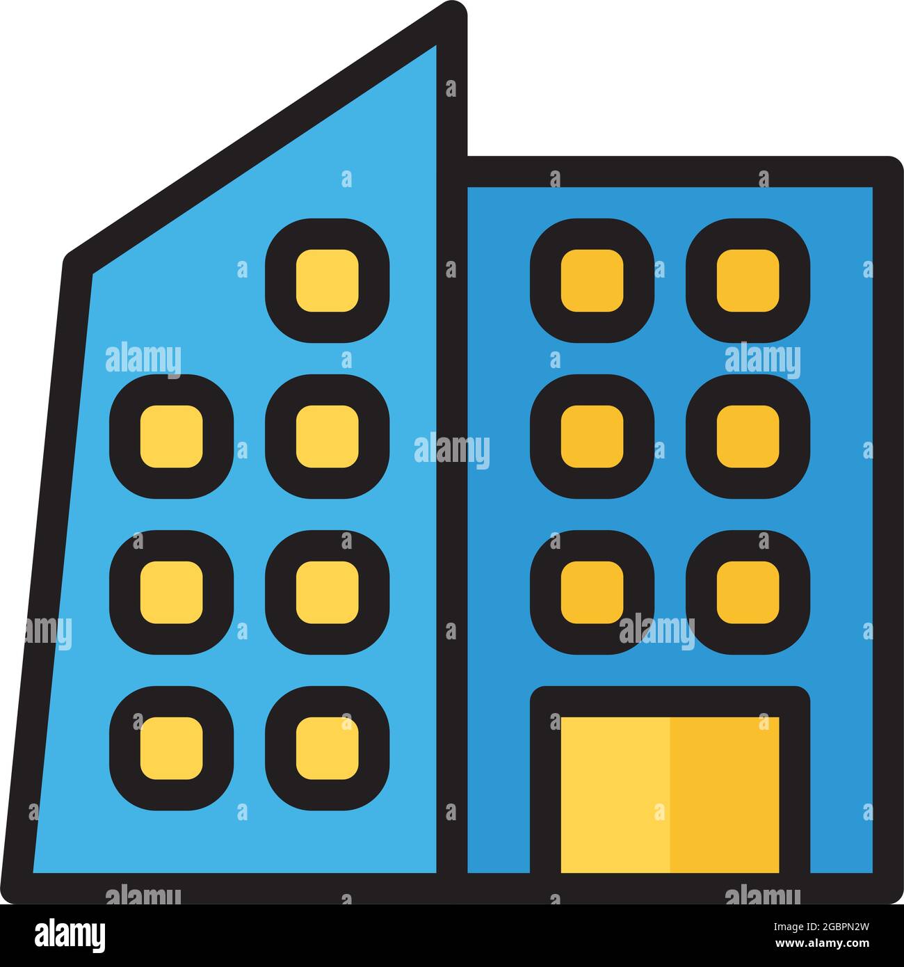 illustration vector icon building flat line style collection vector ...