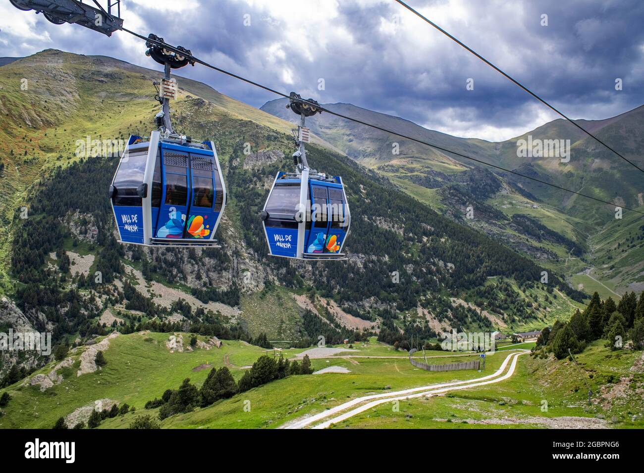 Cable car or gondola in Núria Sanctuary in summer Ripollès, Girona