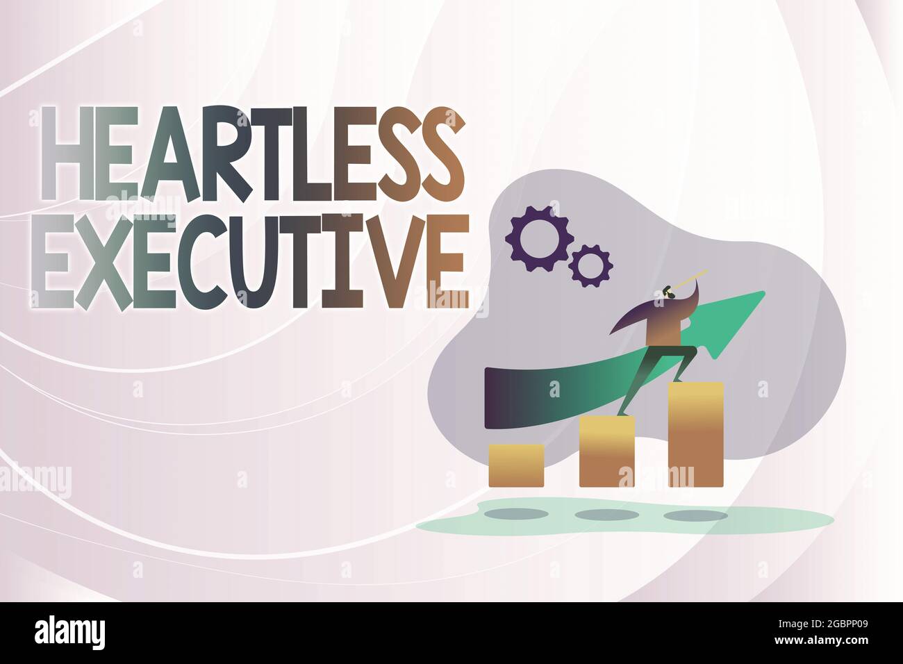 Text caption presenting Heartless Executive. Business overview workmate ...