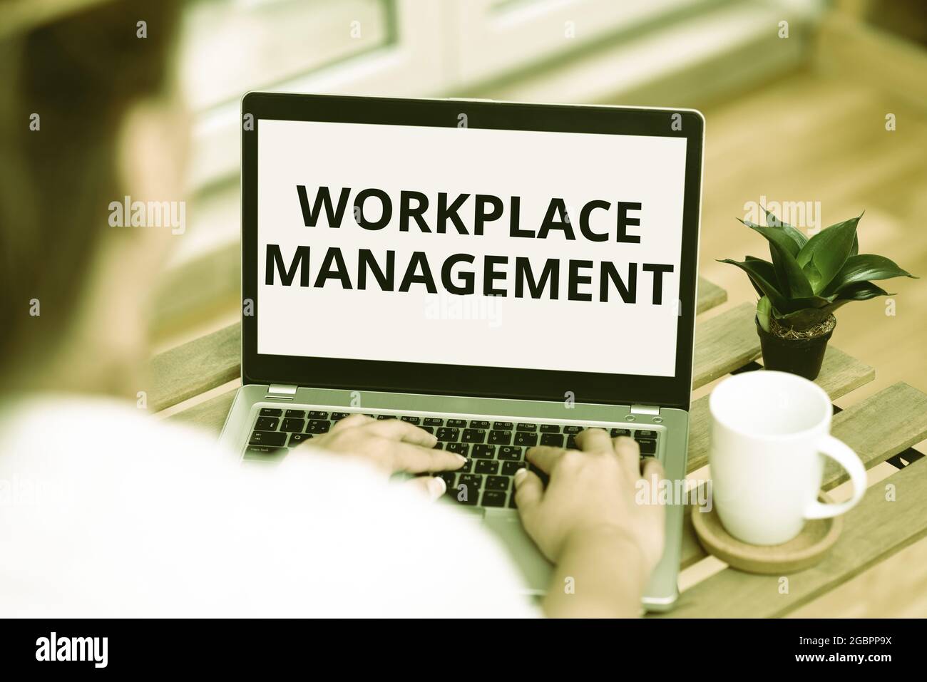 Text caption presenting Workplace Management. Business overview