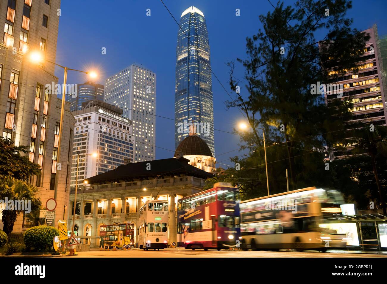 Central financial district, and the IFC2 International Finance Centre, Hong Kong, China. Stock Photo