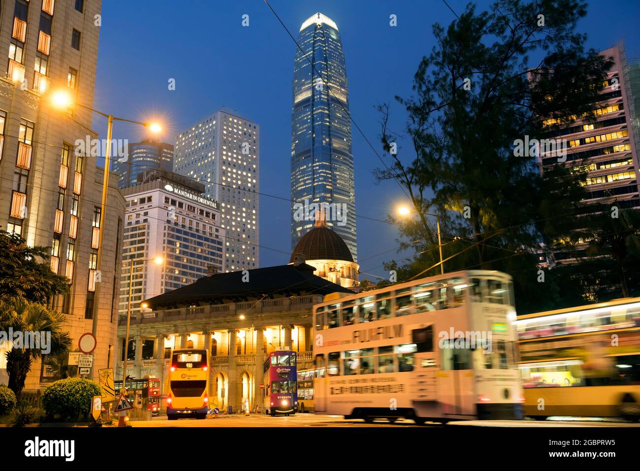 Central financial district, and the IFC2 International Finance Centre, Hong Kong, China. Stock Photo