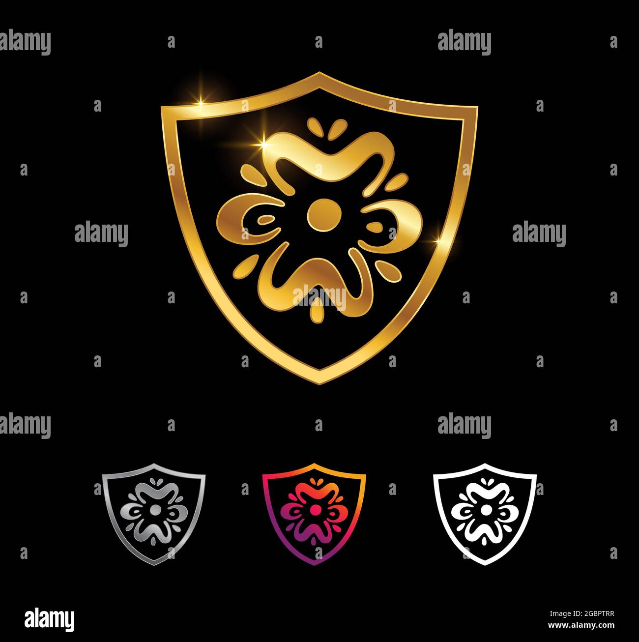 A Vector Illustration set of Golden Shield Vector Sign Stock Vector ...
