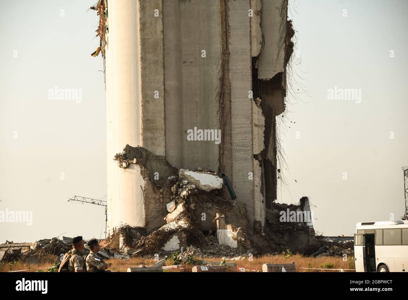 Beirut, Lebanon, 4 August 2021. The iconic grain silo, destroyed by the