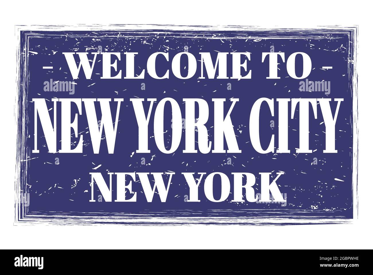 TO NEW YORK CITY NEW YORK, words written on blue rectangle