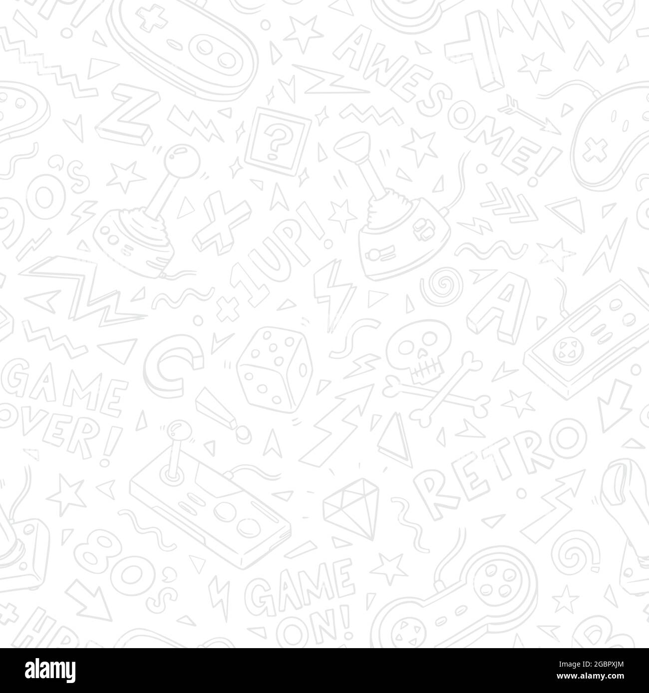 Video game hand drawn doodle seamless pattern Vector Image