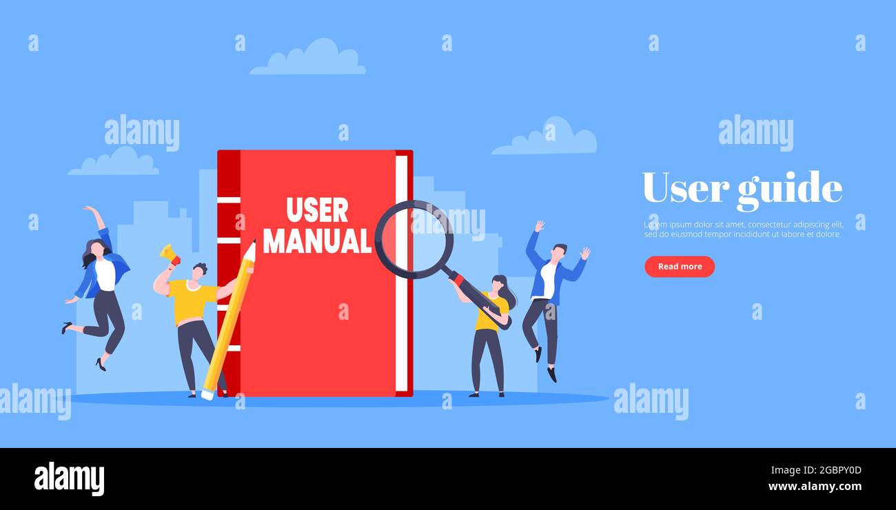 User manual guide book flat style design vector illustration. Stock Vector