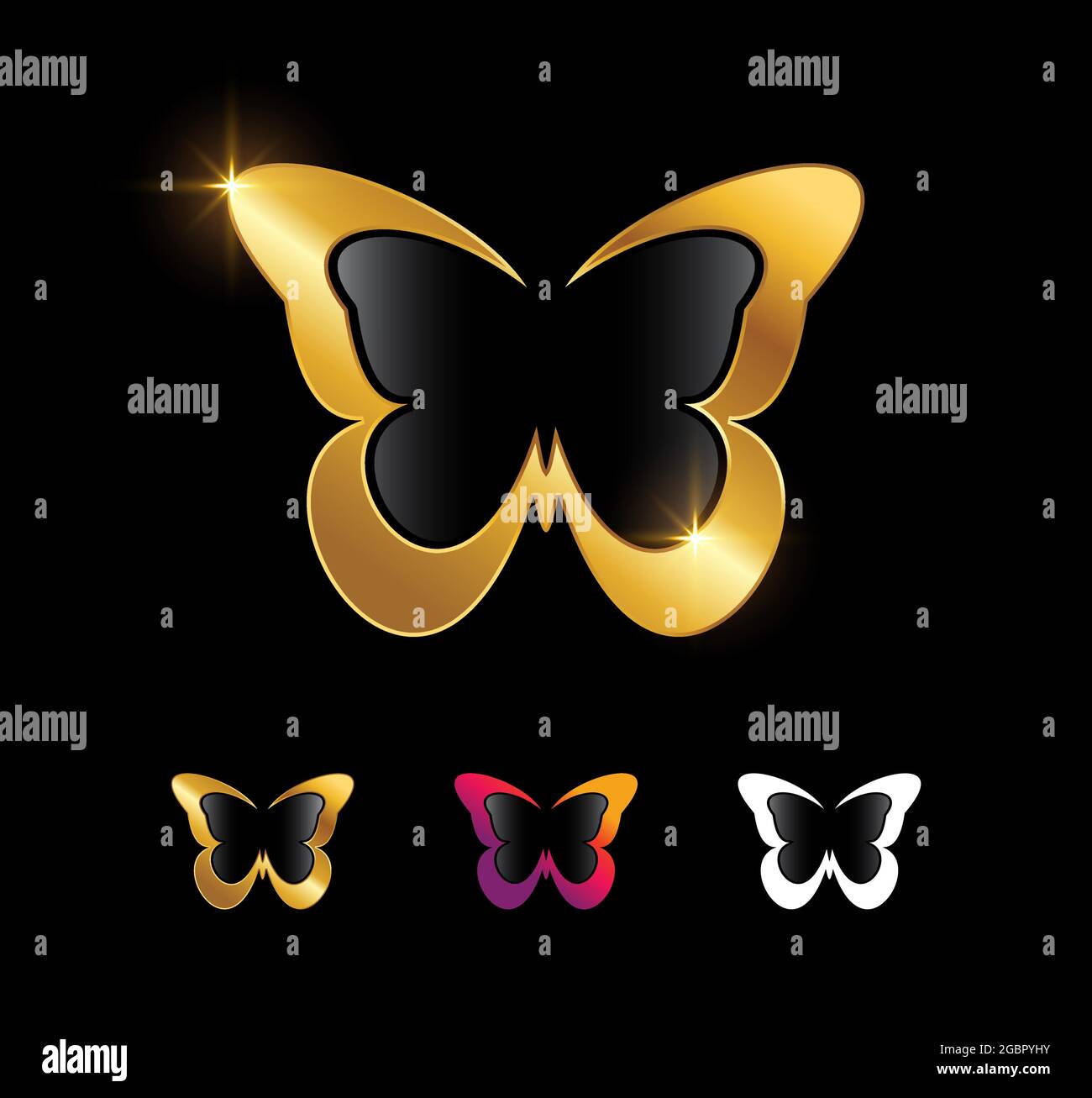 A vector Illustration of Golden Butterfly Vector Sign Stock Vector