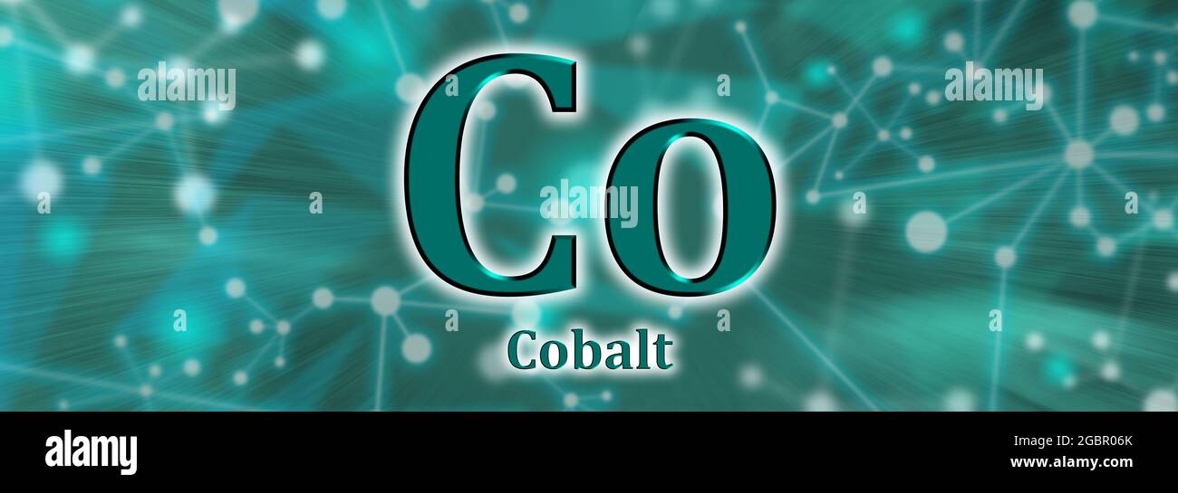Co symbol. Cobalt chemical element on green network background Stock Photo