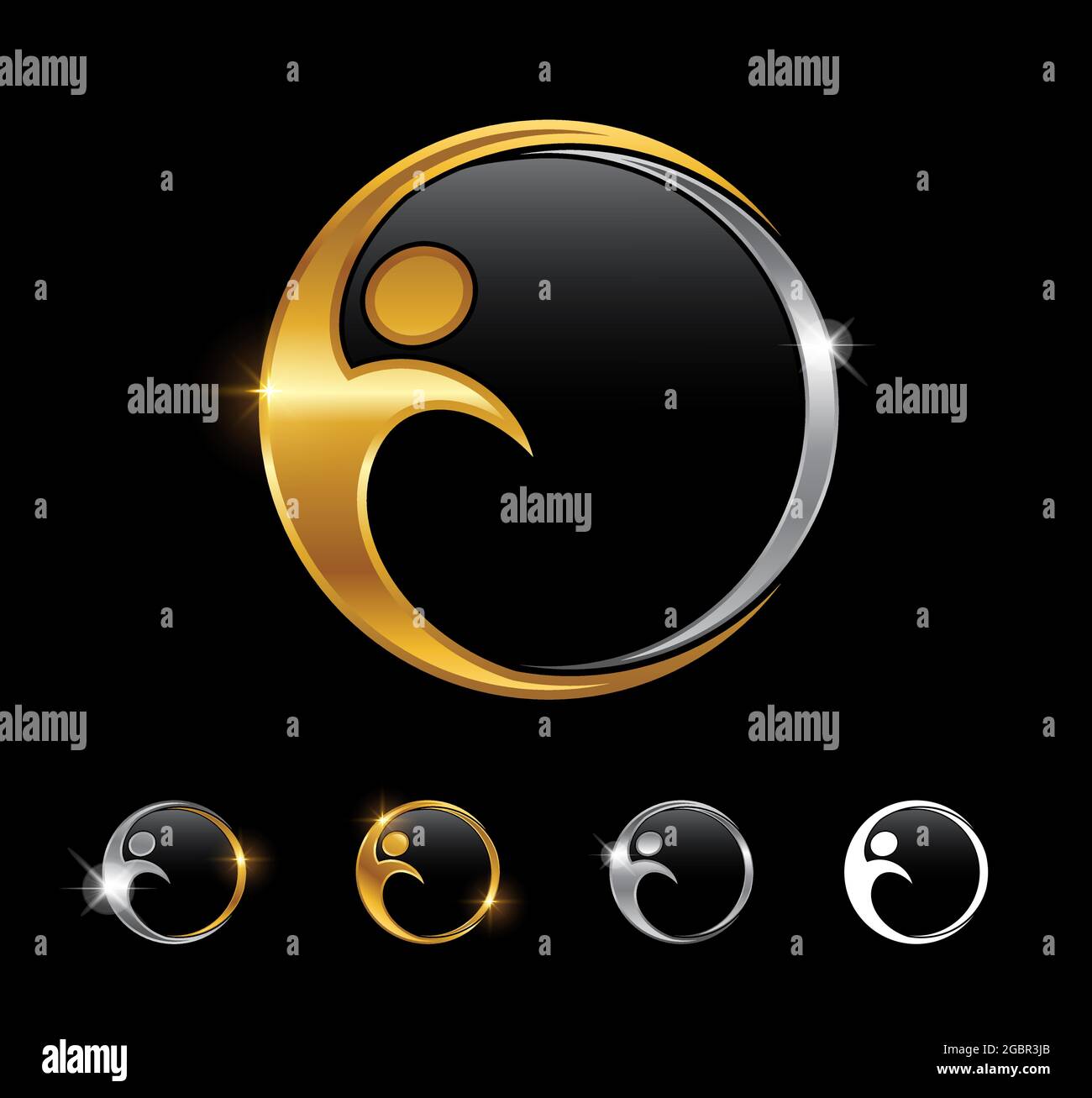 A Vector Illustration Vector Set of Golden and Silver Human Circle ...