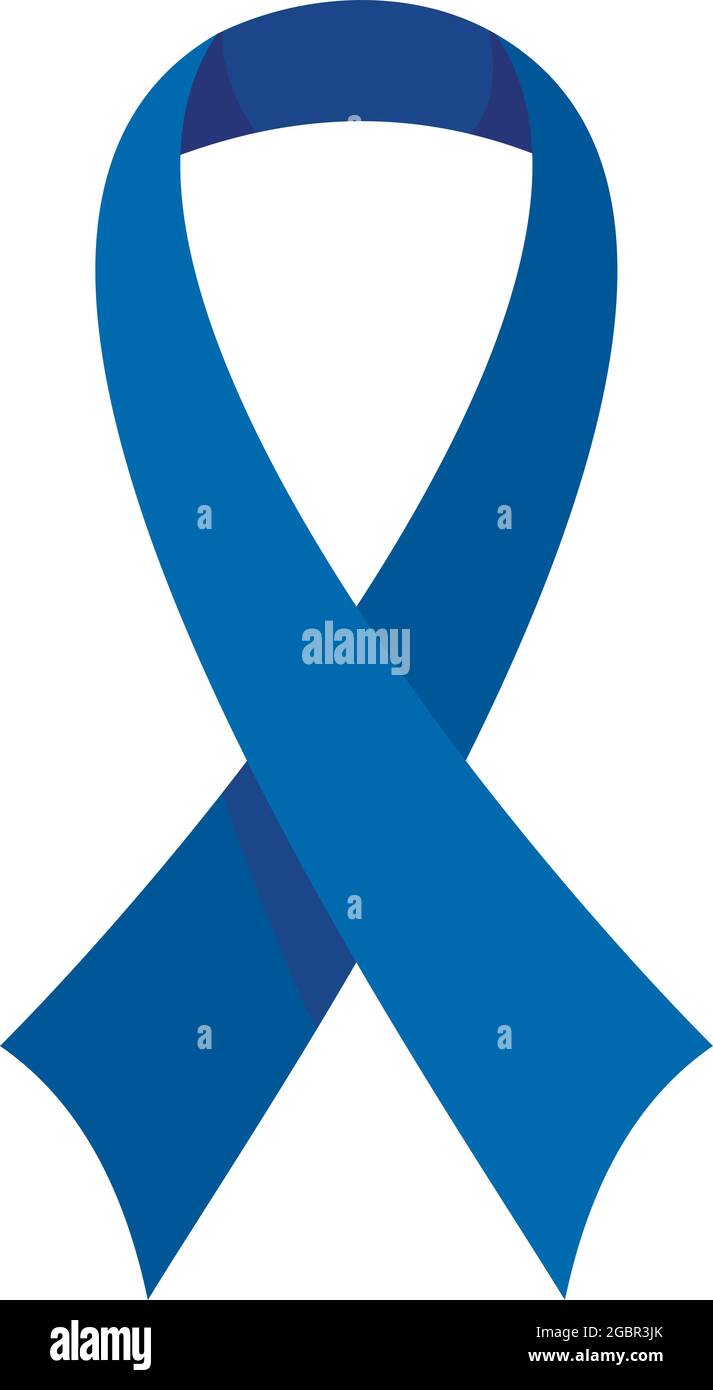 Blue medical ribbon icon. Flat illustration of blue medical ribbon ...