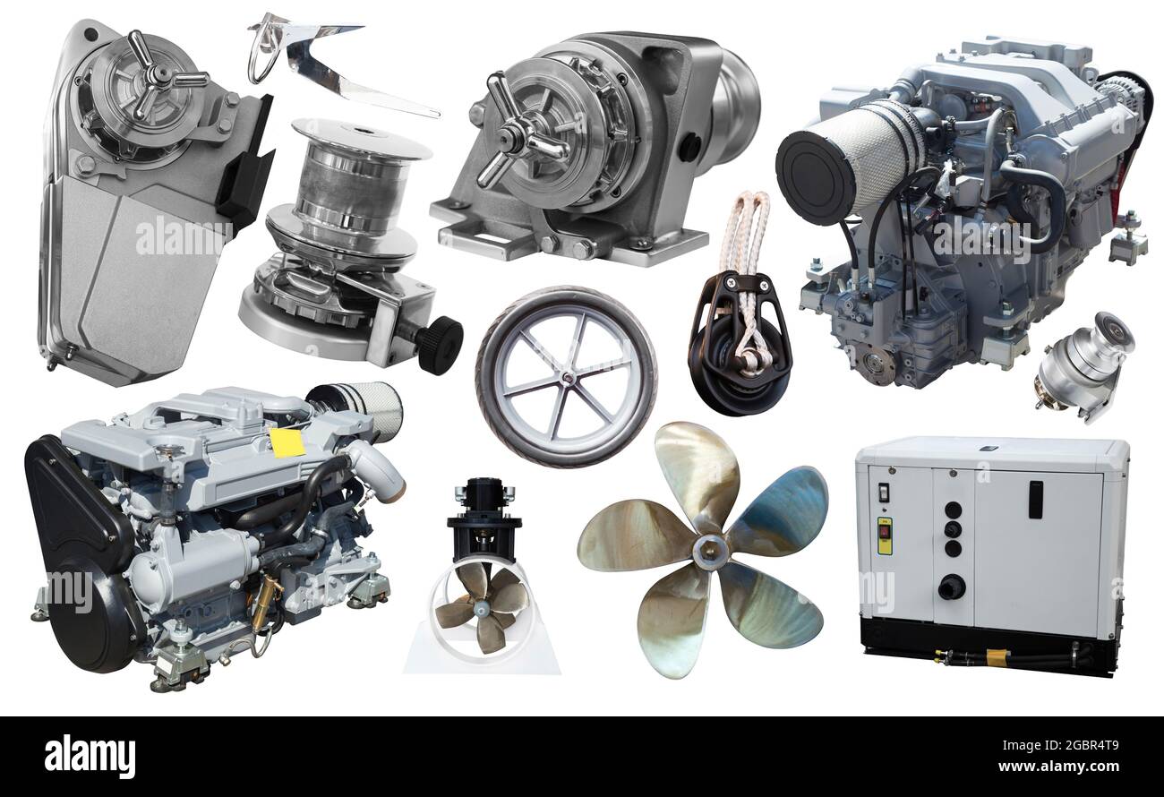 Isolated equipment and parts of modern yacht Stock Photo Alamy