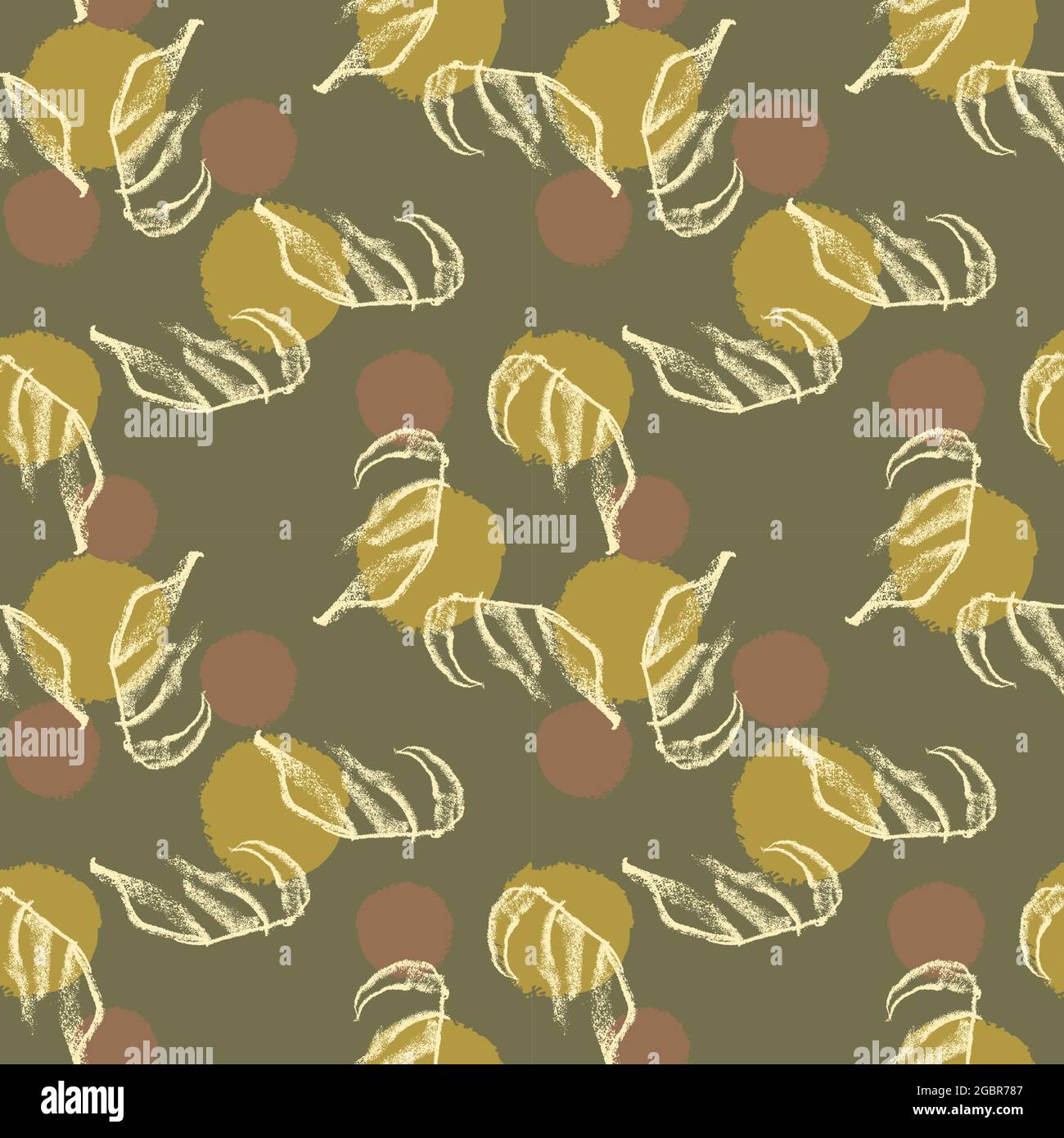 green leaves and dots seamless vector pattern Stock Vector