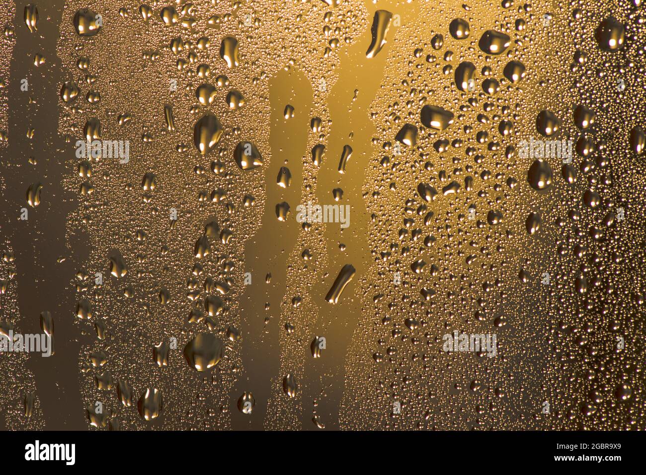 Natural water drops on glass. Stock Photo