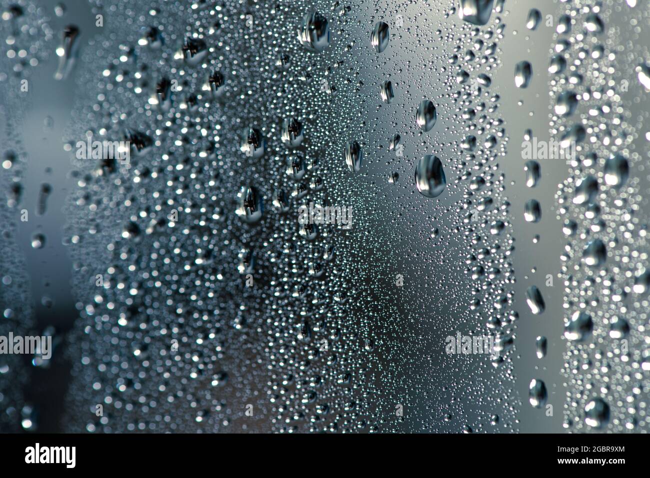 Natural water drops on glass. Stock Photo