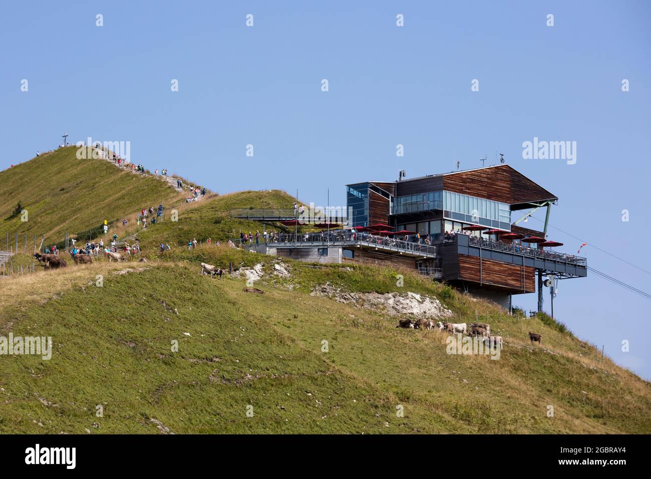 geography / travel, Germany, Bavaria, Allgaeu, Allgaeu Alps, Fellhorn (peak), mountain top station, ADDITIONAL-RIGHTS-CLEARANCE-INFO-NOT-AVAILABLE Stock Photo