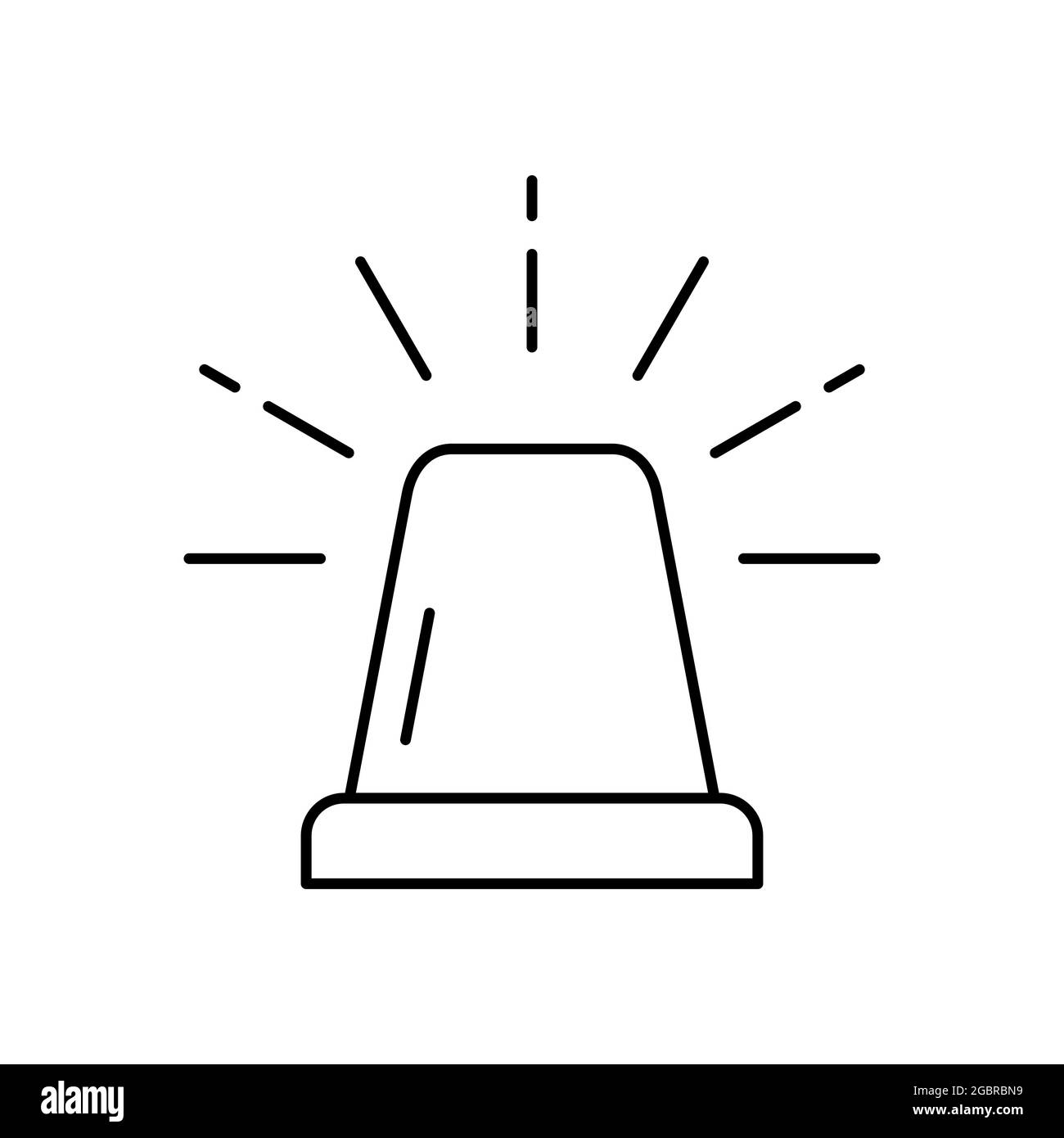 Emergency light line icon. Police or ambulance flasher alarm. Siren