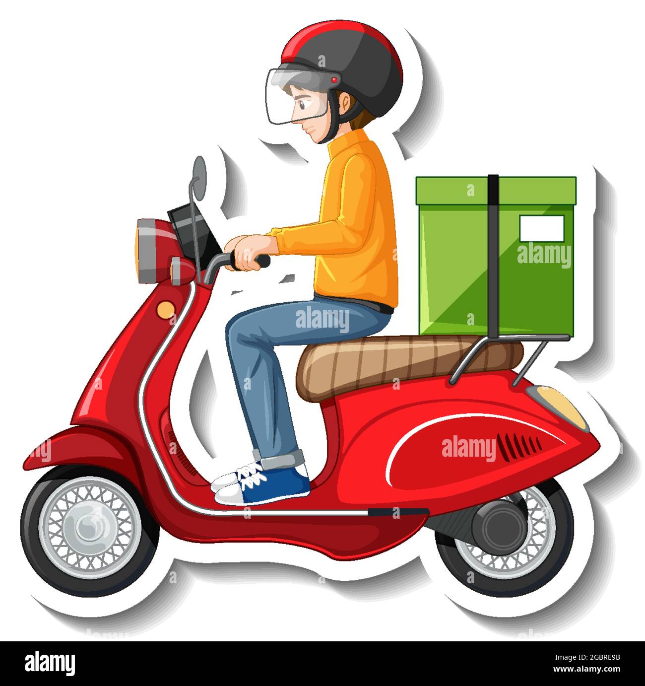 A sticker template with delivery man on motor scooter illustration Stock  Vector Image & Art - Alamy