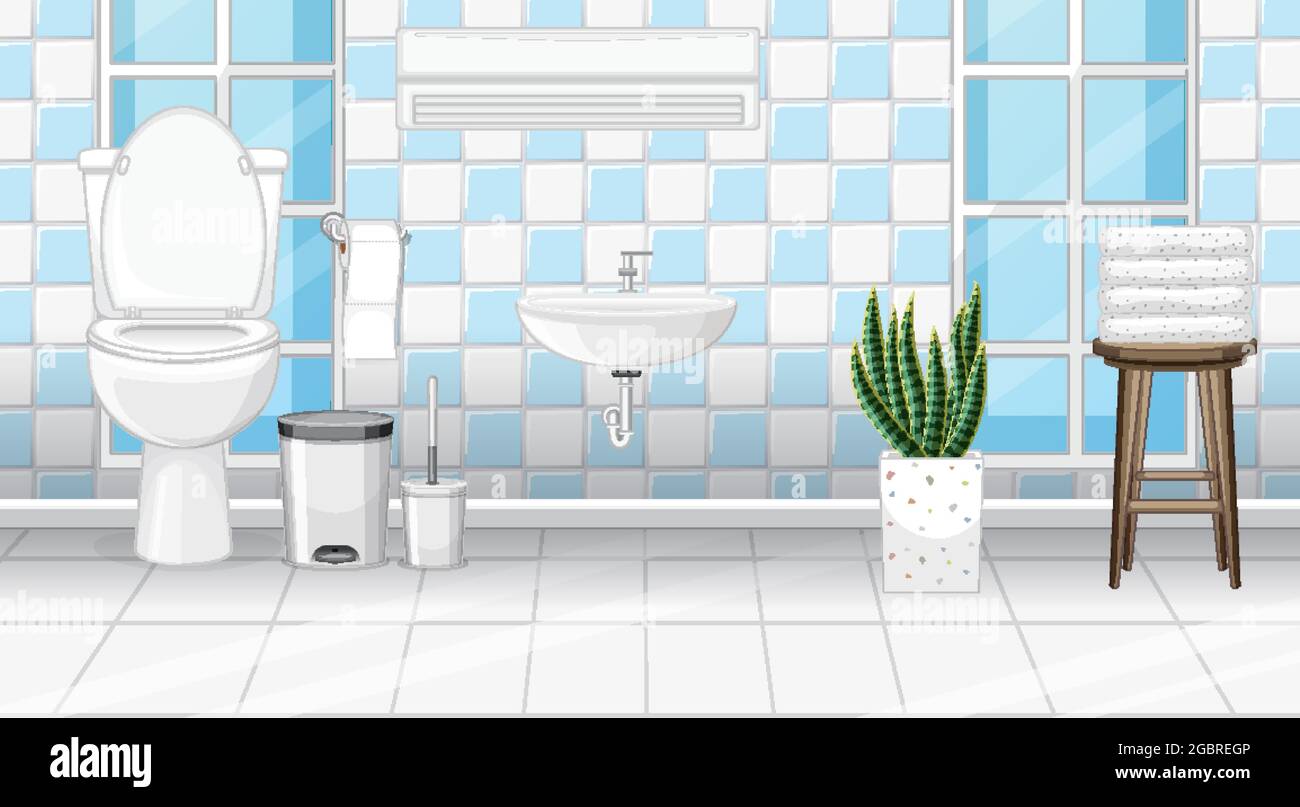 Bathroom interior design with furniture illustration Stock Vector Image ...