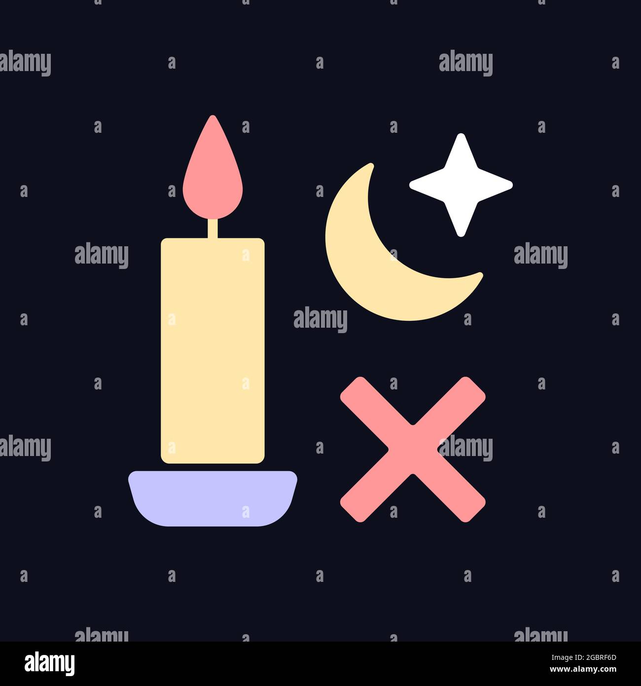 Never use candle while sleeping RGB color manual label icon for dark theme Stock Vector Image