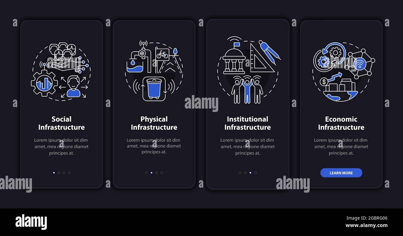 Infrastructures onboarding mobile app page screen Stock Vector