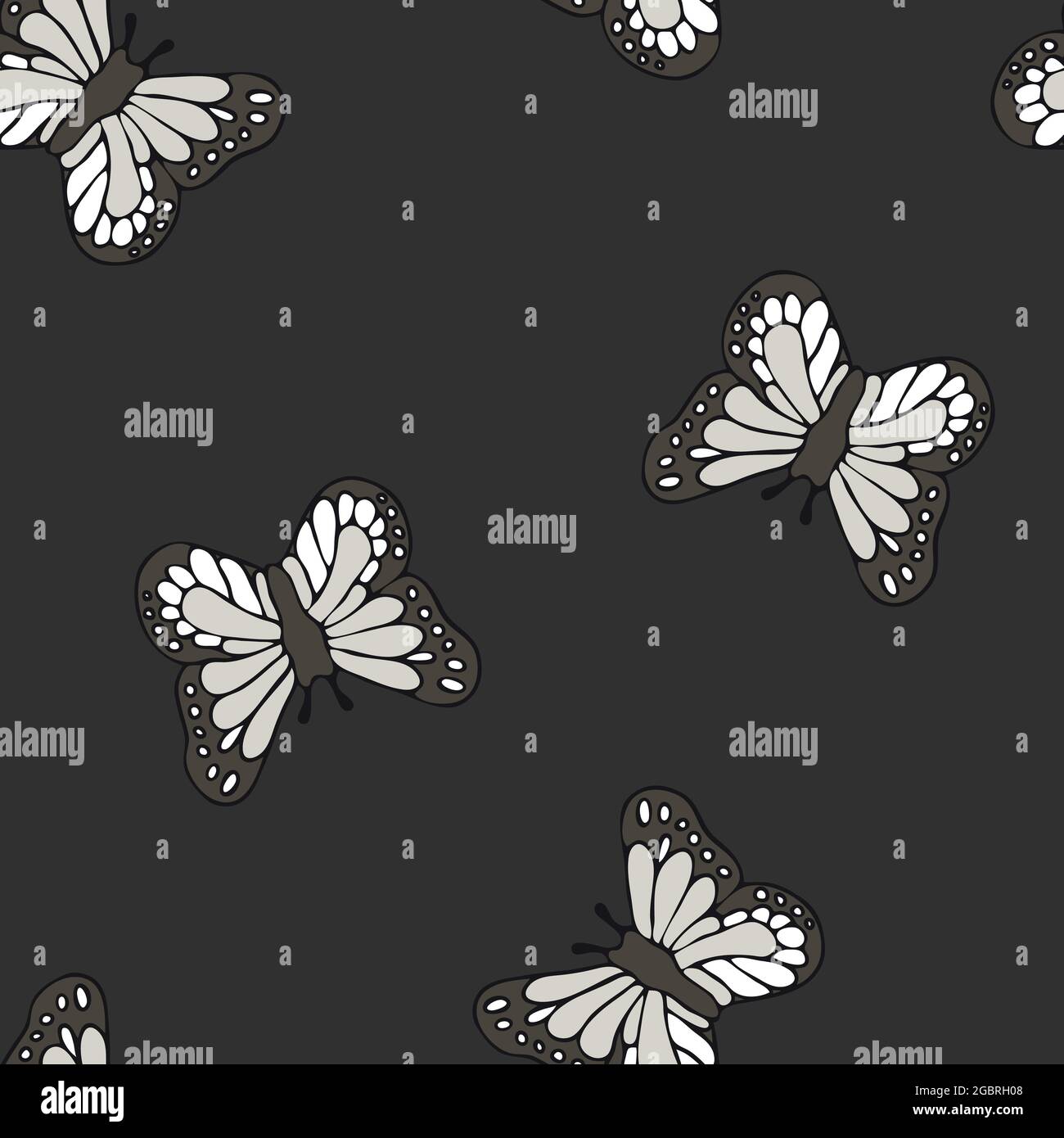 Seamless vector pattern with butterflies on black background. Simple  vintage wallpaper design. Decorative summer fashion textile Stock Vector  Image & Art - Alamy
