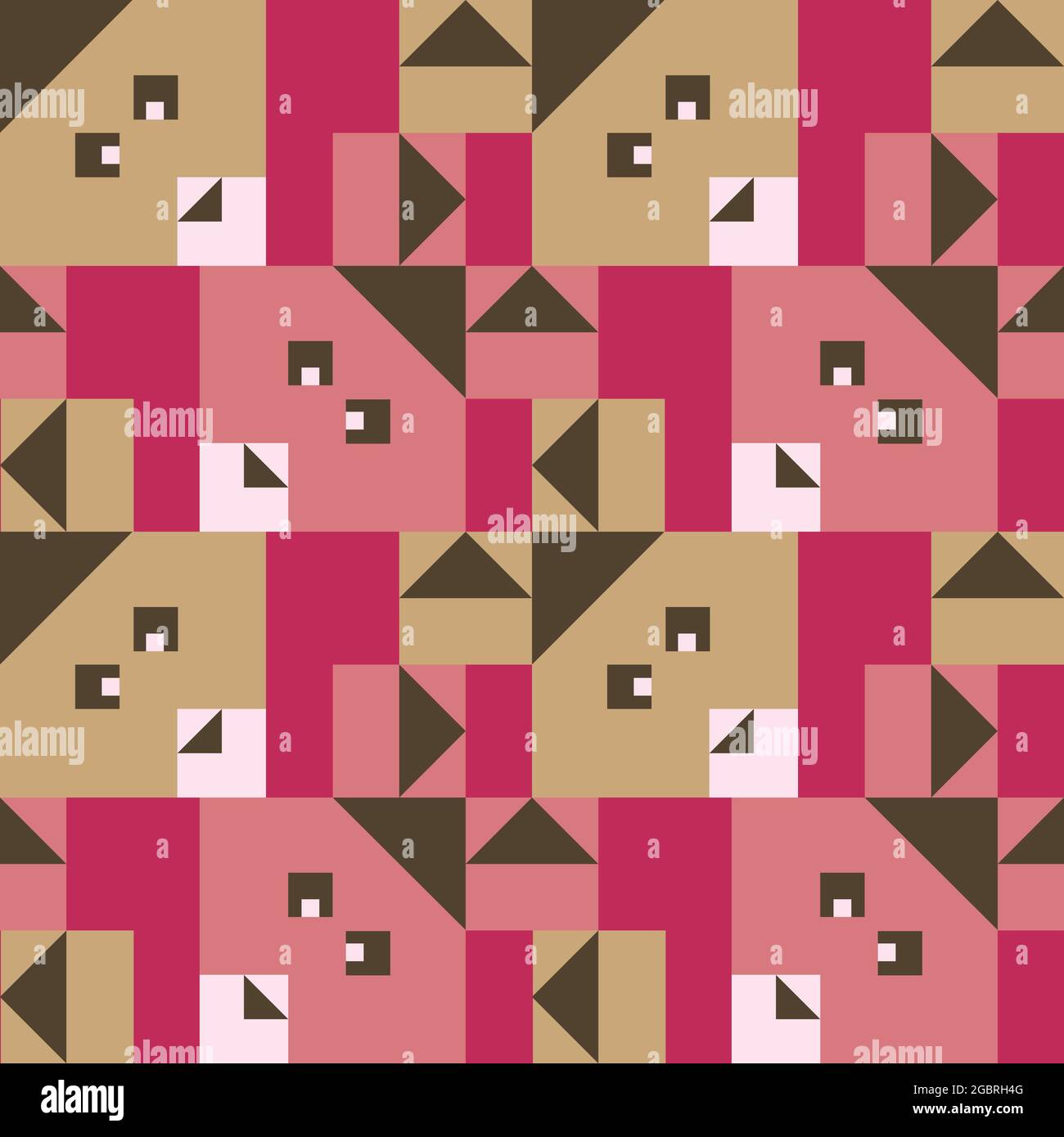 Seamless vector pattern with geometrical bunnies on pink background ...