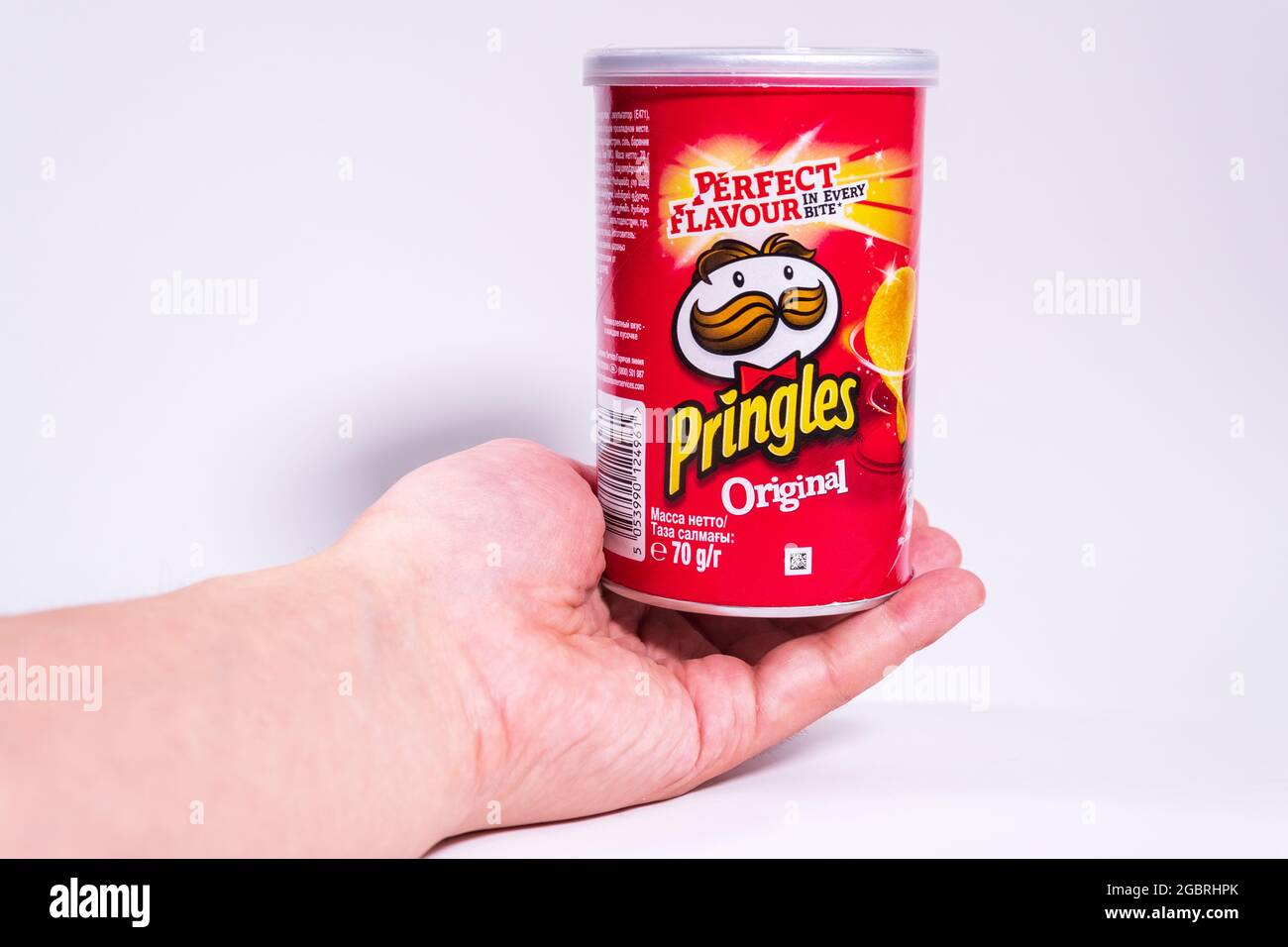 Tyumen, RussiaJune 21, 2021 Pringles chips original. Pringles is a