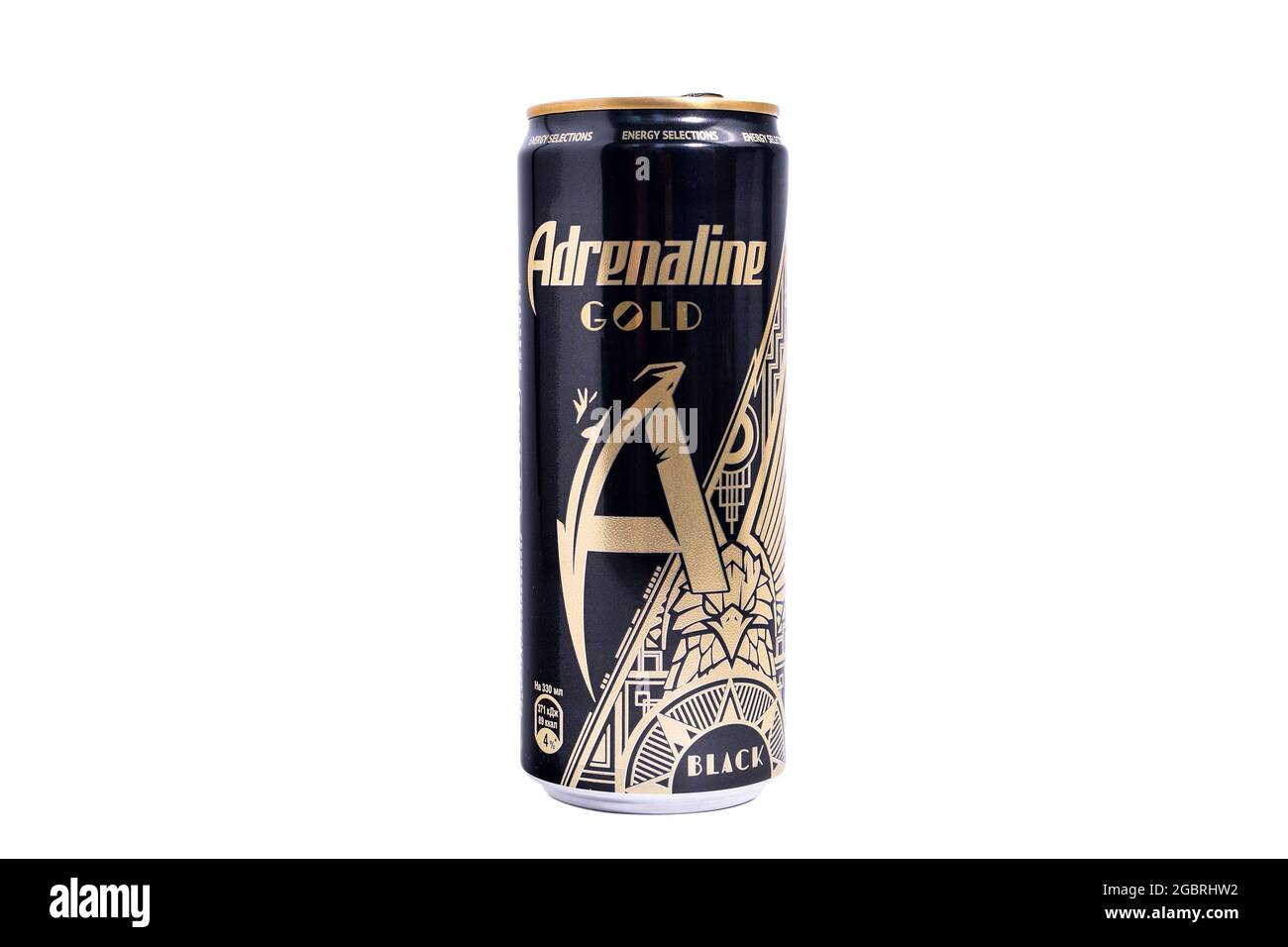 Tyumen, Russia-May 25, 2021: Adrenaline Rush Energy drink, metal can, with  water drops, isolated on white background Stock Photo - Alamy