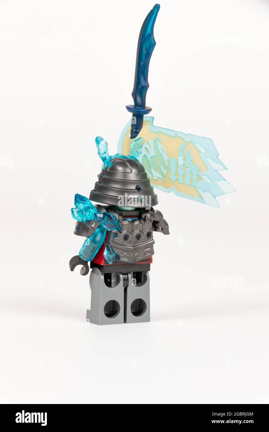 Yekaterinburg. Russia. 04.08.2021. Toy hero general vex with a scimitar in  armor from a set of lego ninjago on a white background. close-up. selective  Stock Photo - Alamy