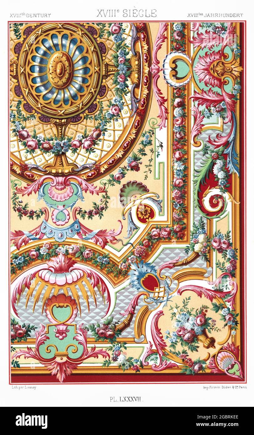 17th. Century - Louis XIV Style – Carpets. - By The Ornament 1880. Stock Photo