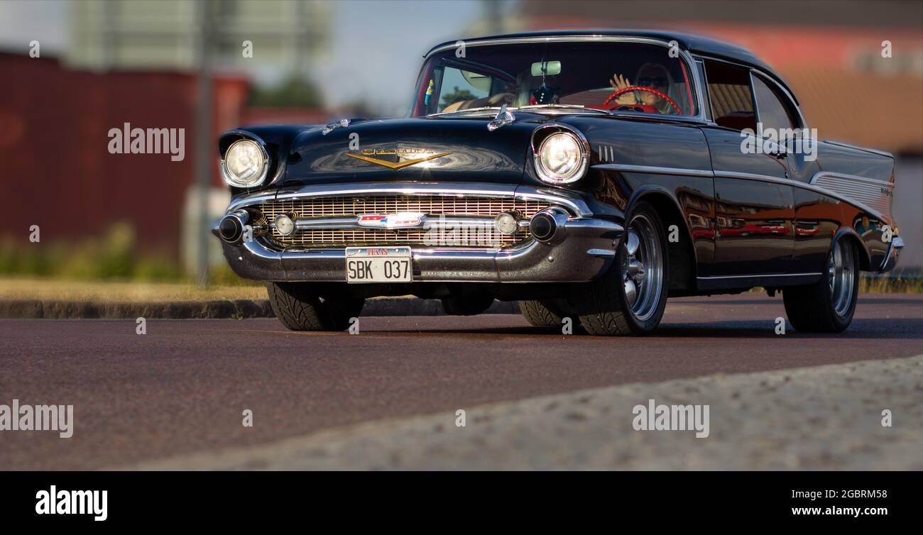 Rattvik, Sweden - July 27.2013: Classic Car Week Rttvik - 1957 black ...