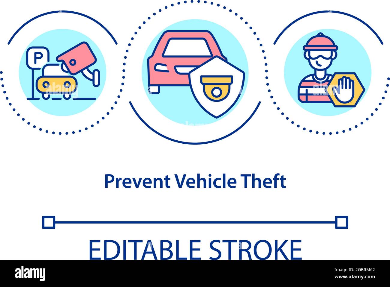 Prevent vehicle theft concept icon Stock Vector