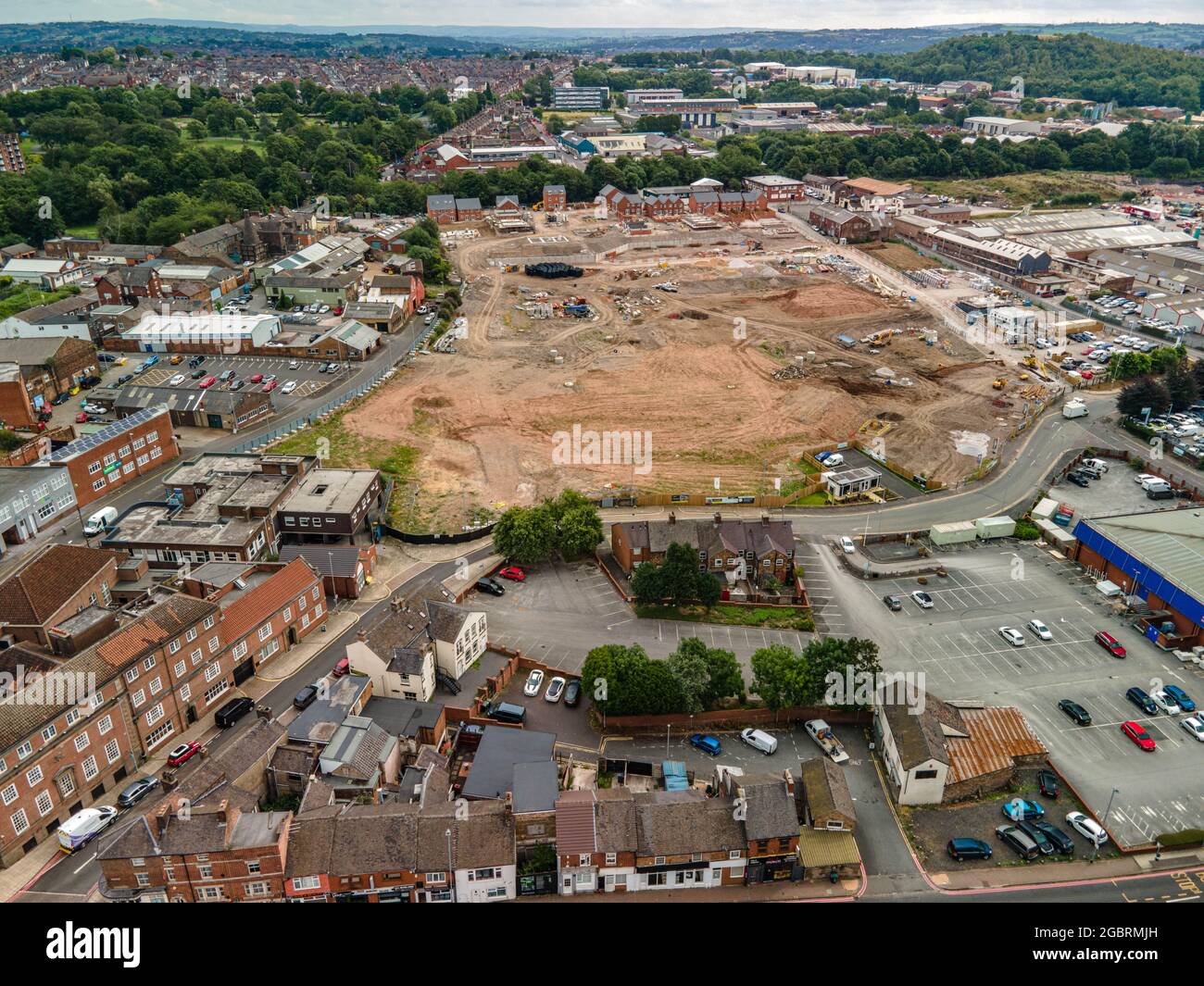 Aerial View Of Burslem Inc New Housing Development and Disused Pottery