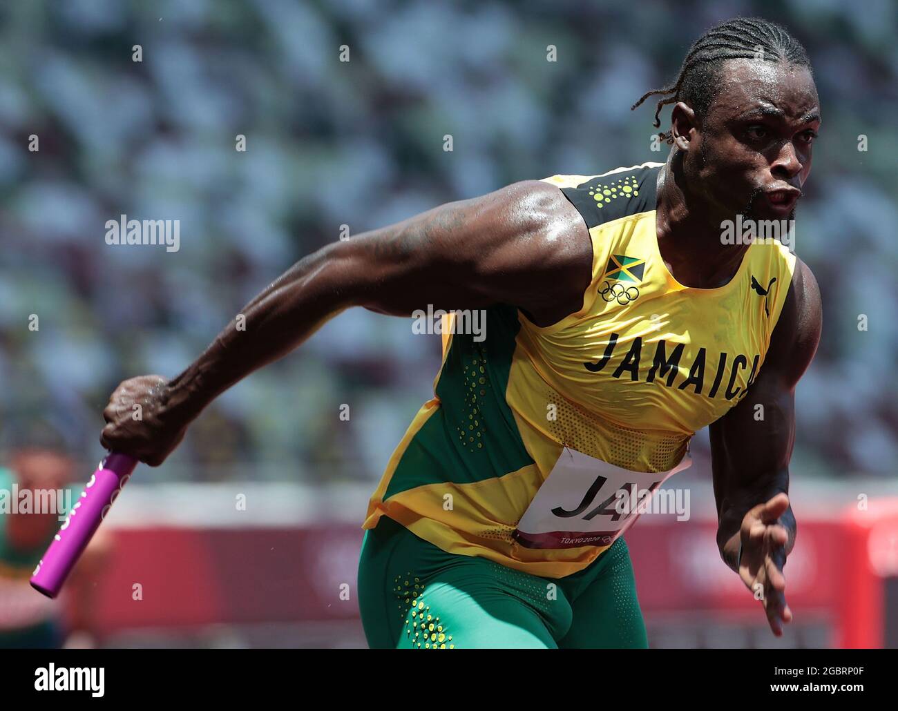 Tokyo, Japan. 5th Aug, 2021. Jevaughn Minzie of Jamaica competes during