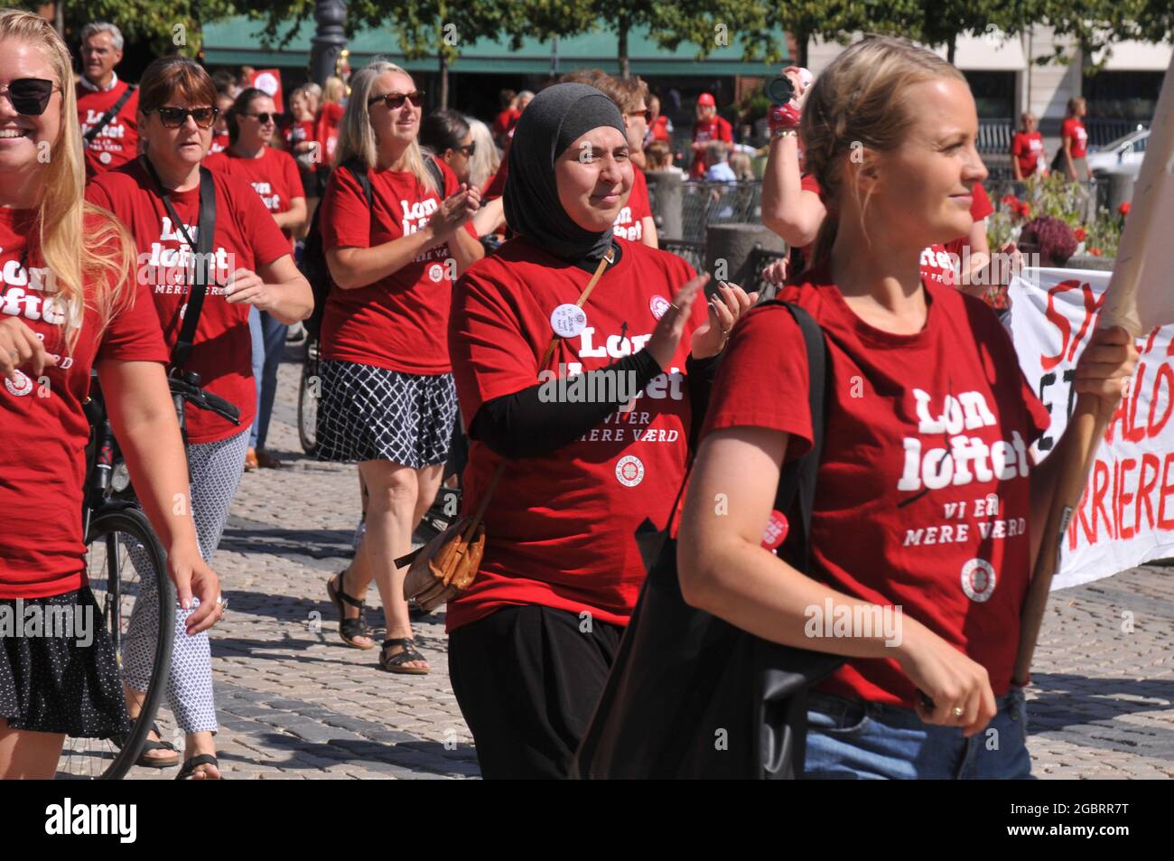 Copenhagen, Denmark.,05 August 2021, Danish nurses stged proetst mrch and strike for higher wages for the their  health service , denmark has natiuona Stock Photo