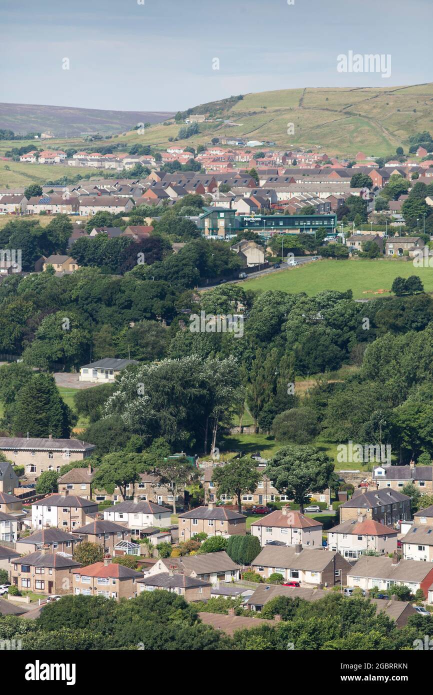 Looking down on the council estates in Halifax, West Yorkshire, England